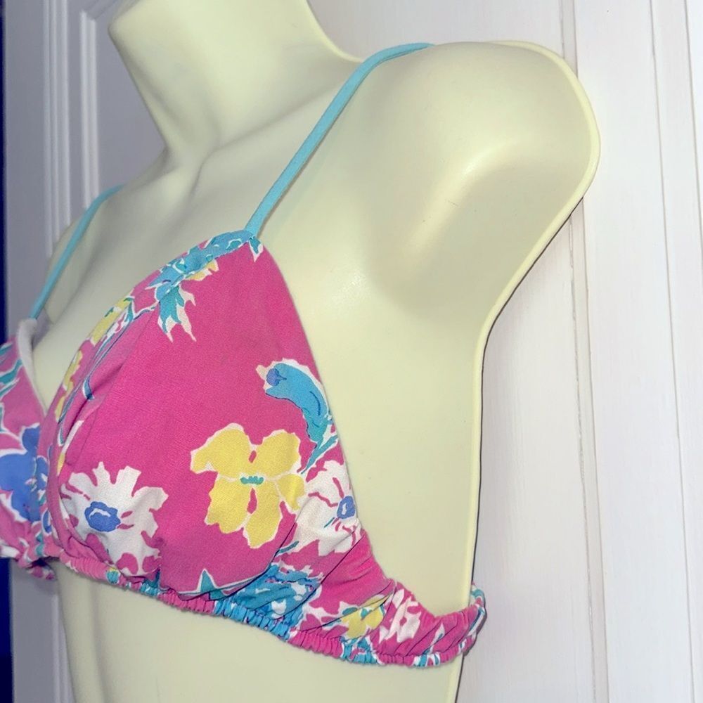 Vintage 70s/80s Sea Waves pink floral 2 pc top & shorts summer outfit - Picture 4 of 8